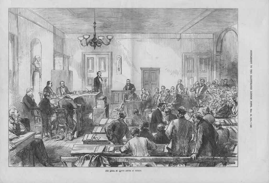 Original Old Antique Print Trial Count Arnim At Berlin 1874 19th
