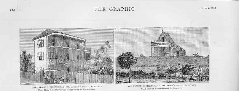 Original Old Antique Print Shaw'S House Tamatave Madagascar 1883Victorian