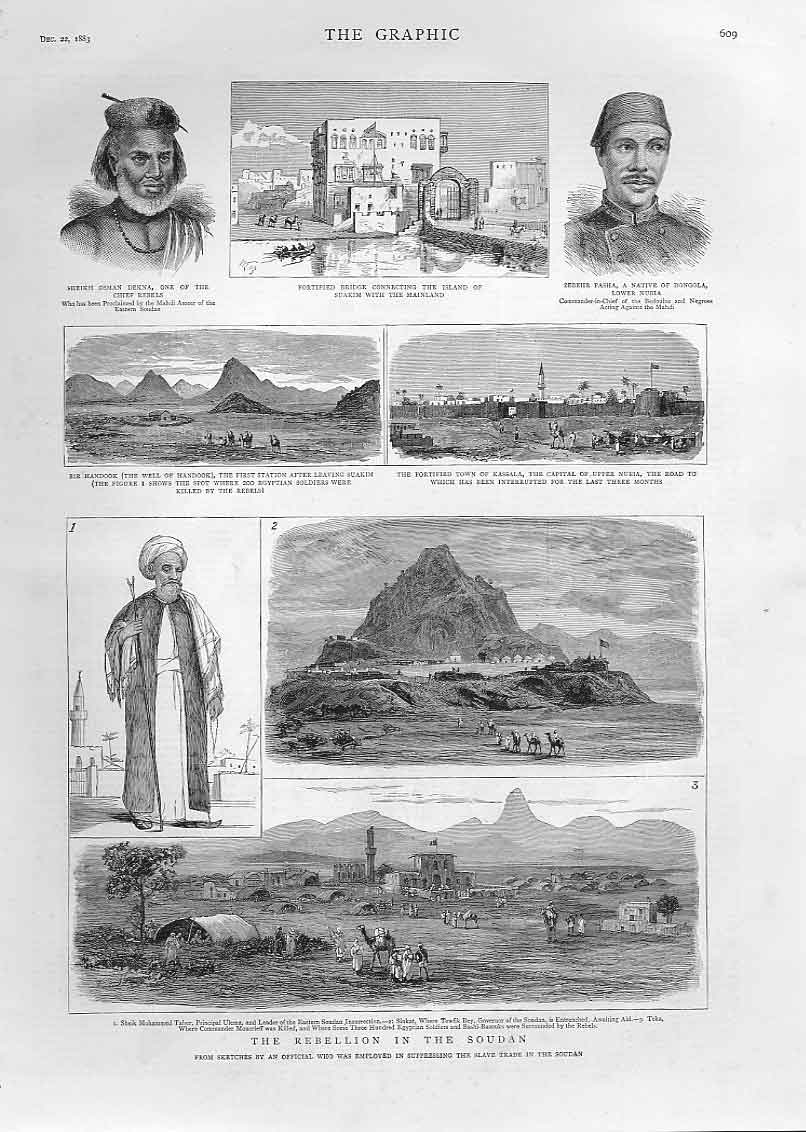 Original Old Antique Print Rebellion In The Soudan 1883 Egypt 19th
