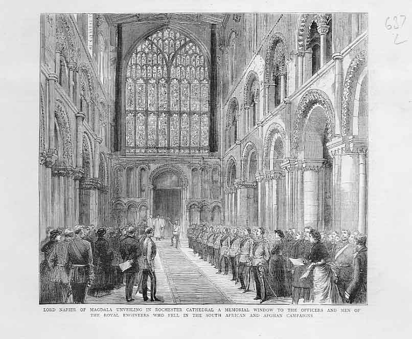 Original Old Antique Print Rochester Cathedral 1883 19th Century