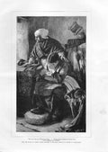 Original Old Antique Print Men Must Work & Women Must Weep 1883 19th