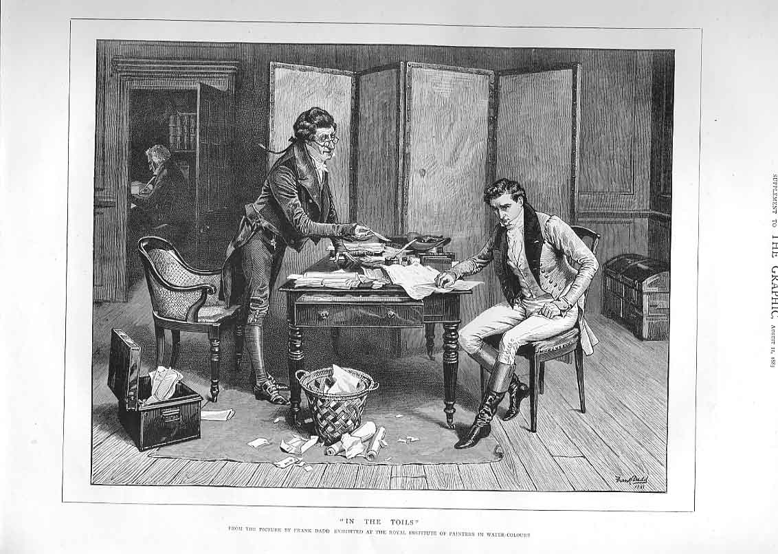 Original Old Antique Print In The Toils By Dadd 1883 Fine Art 19th