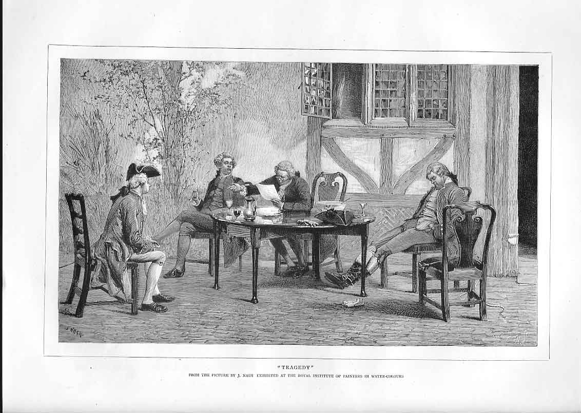 Original Old Antique Print Tradegy By Nash 1883 Fine Art 19th