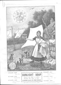 Original Old Antique Print Washing Done Before One Sunlight Soap Advert 1902