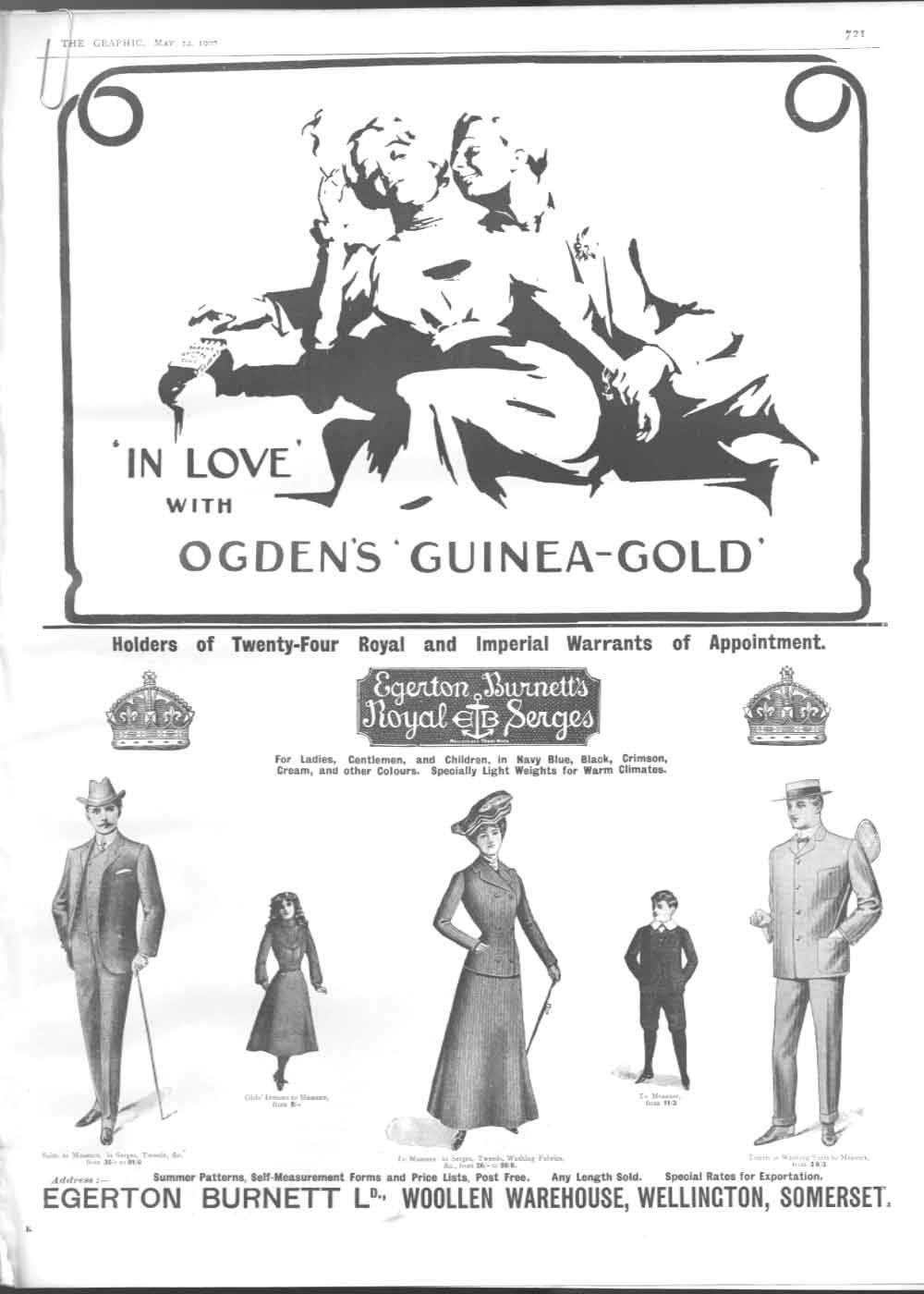 Original Old Antique Print In Love With Ogden'S Guinea G1902 Advert 20th Century