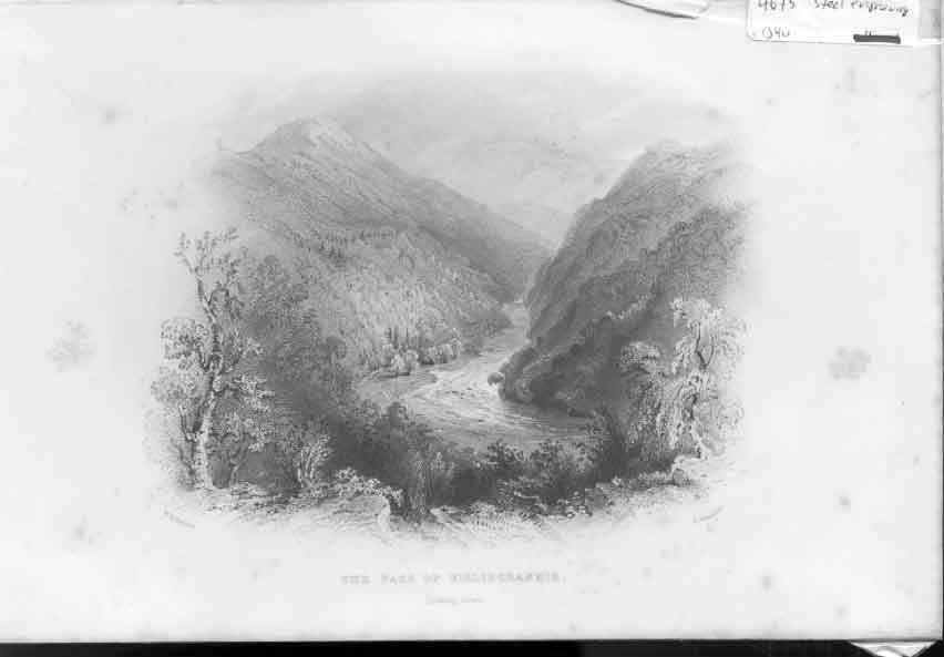 Original Old Antique Print Pass Killiecrankie C1840 Scotland Steel Engraving