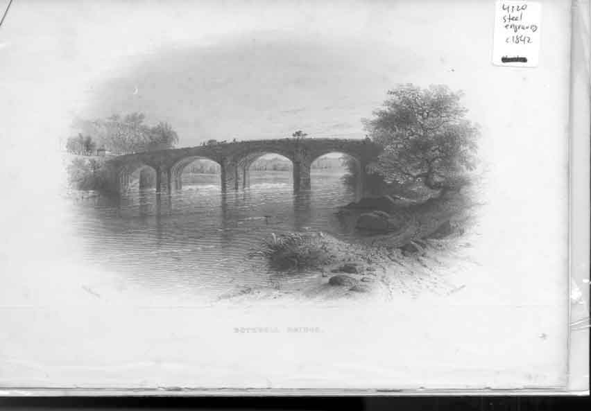 Original Old Antique Print Bothwell Bridge C1840 Scotland Steel Engraving 19th