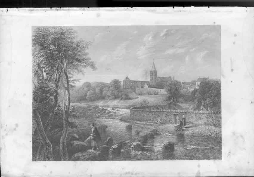 Original Old Antique Print Dunblaine C1840 Scotland Steel Engraving Victorian