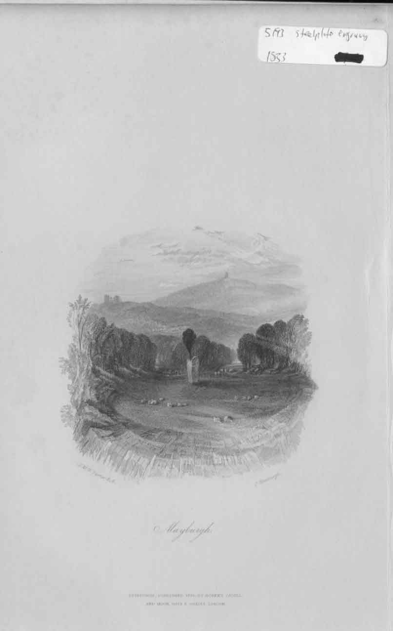 Original Old Antique Print Mayburgh Scotland 1833 19th Century