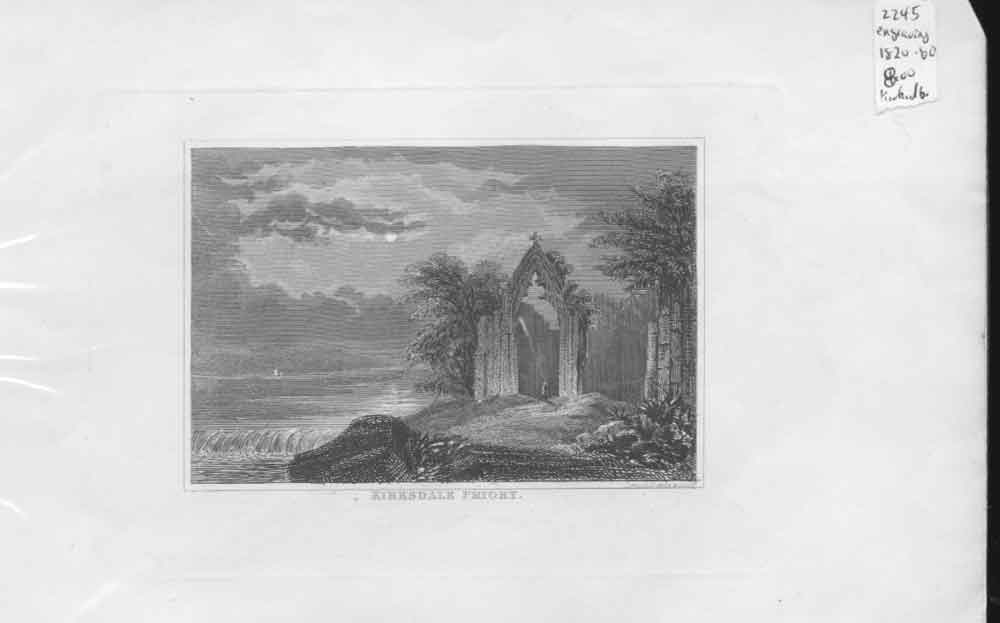Original Old Antique Print Kirksdale Priory C1850 Scotland 19th