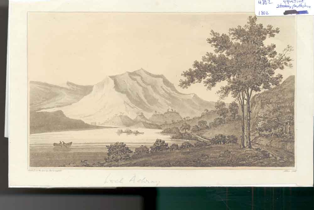 Original Old Antique Print Loch Achray Aquatint 1802 Scotland Napoleonic Era