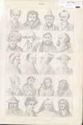 Original Old Antique Print Early Man Plate Lxxv 1868 Asia North American 19th
