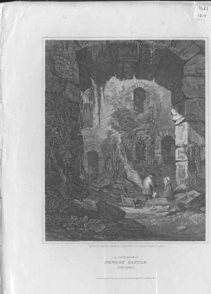 Original Old Antique Print Newark Castle Selkirk Scotland 1814 Napoleonic Era