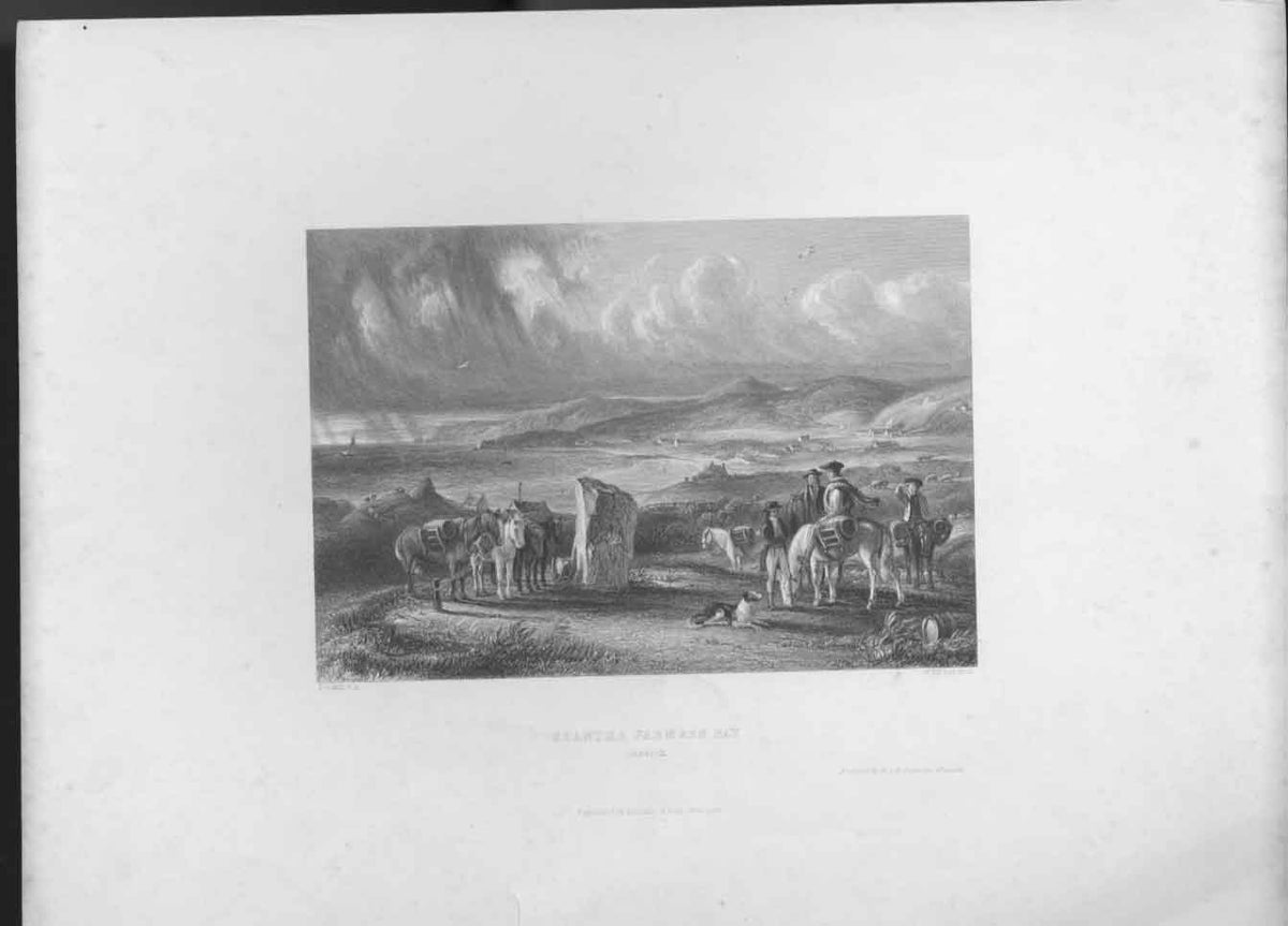 Original Old Antique Print Shanters Farm & Bay Scotland C1835 19th Century