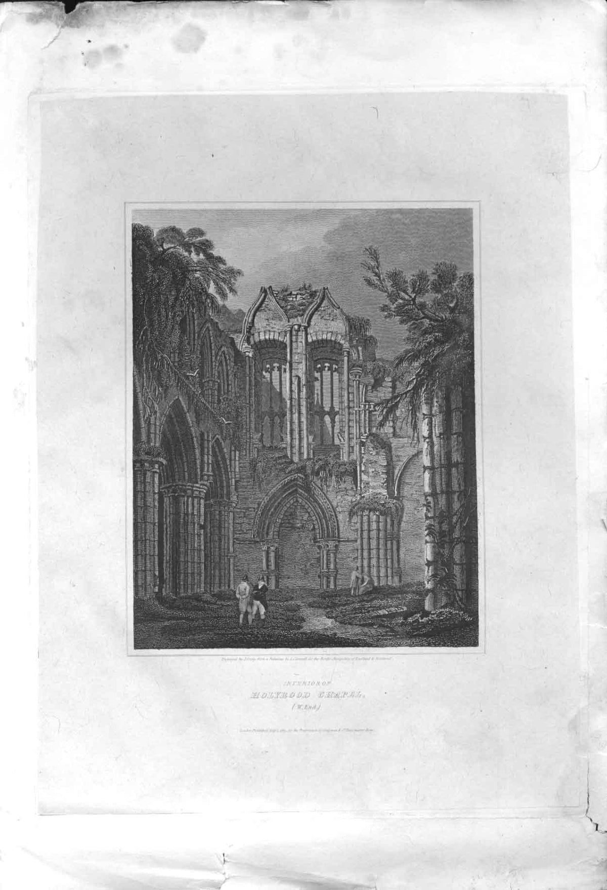 Original Old Antique Print Holyrood ChaWest End Scotland 1815 Napoleonic Era