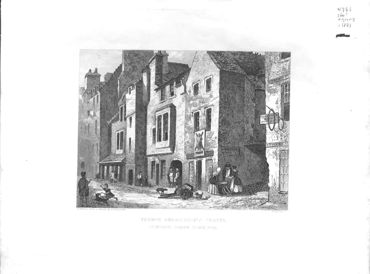 Original Old Antique Print Ambassadors Chapel Cowgate Edinburgh C1848 Scotland