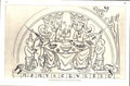 Original Old Antique Print English Banquet Eleventh Century Fine Art