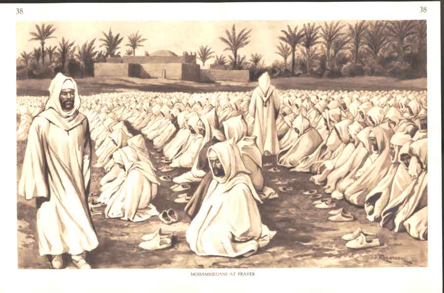 Original Old Antique Print Mohammedans At Prayer Drawing By J Mcfarlane