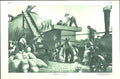 Original Old Vintage Print Threshing In England With Steam Engine C1930 20th
