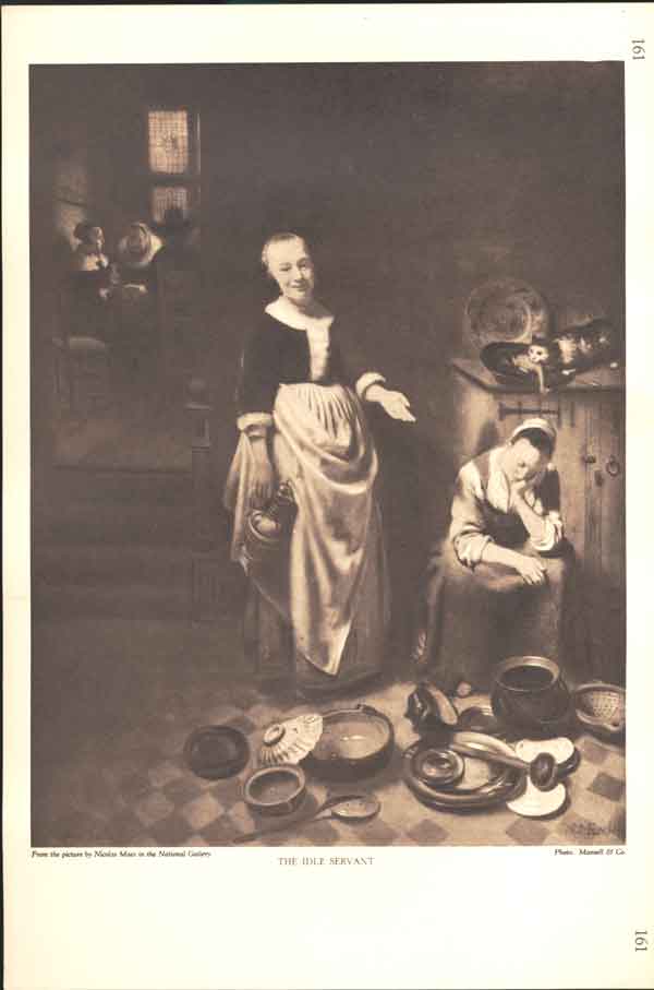 Original Old Vintage Print The Idle Servant Fine Art C1930 By Maes 20th Century