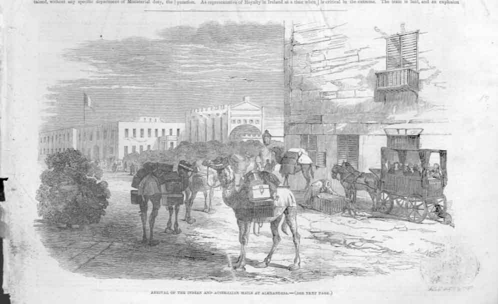 Old Antique Print Arrival Indian & Australian Mails At Alexandria Egyp