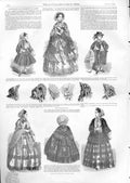 Original Old Antique Print Lonchamps 1853 Fashions For April 19th