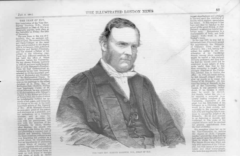 Original Old Antique Print Portrait 1859 Harvey Godwin Ely 0 19th
