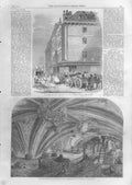 Original Old Antique Print House Fleet St Crypt St Stephens Chapel Westminist