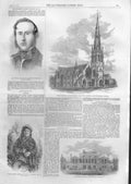 Original Old Antique Print Wesley Church Melbourne Victoria Australia1859 A 19th