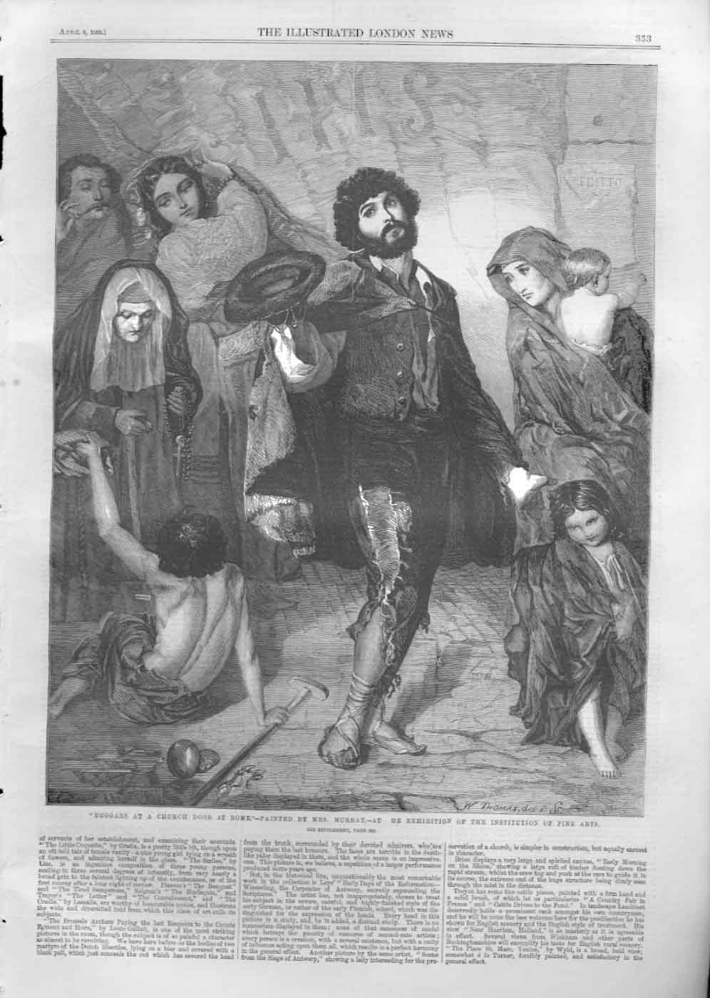 Old Antique Print Beggars At Church Door At Rome Bt Mrs Murray Fine Art A