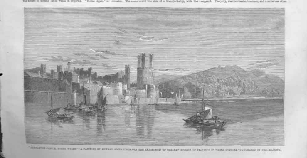 Original Old Antique Print Carnarvon Castle By Richardson Fine Art