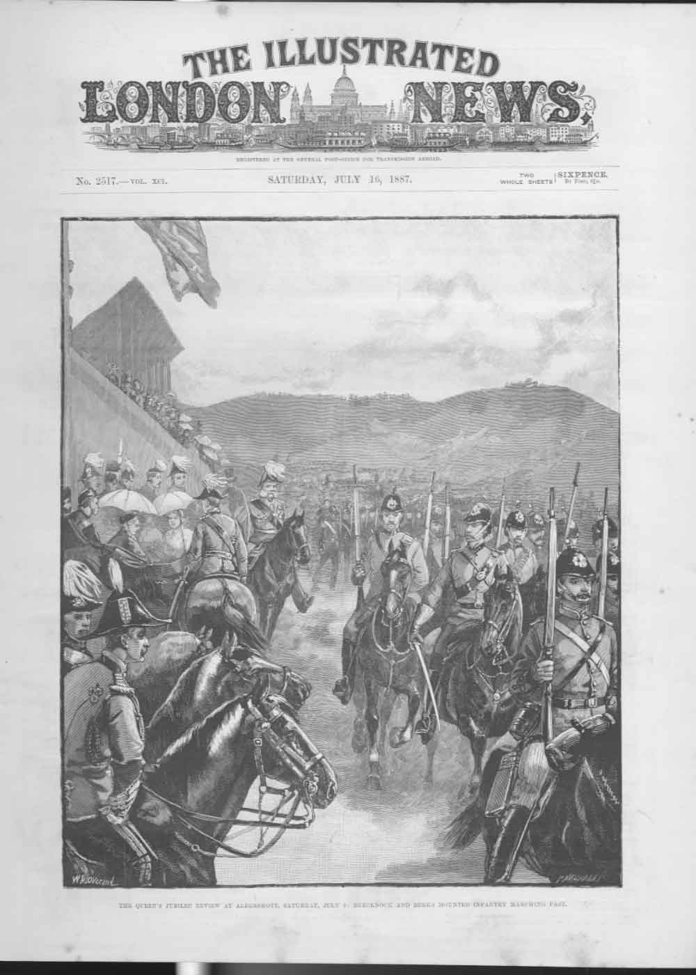 Old Antique Print Queens Jubilee Aldershottberks Mounted Infantry 1877 0 19th