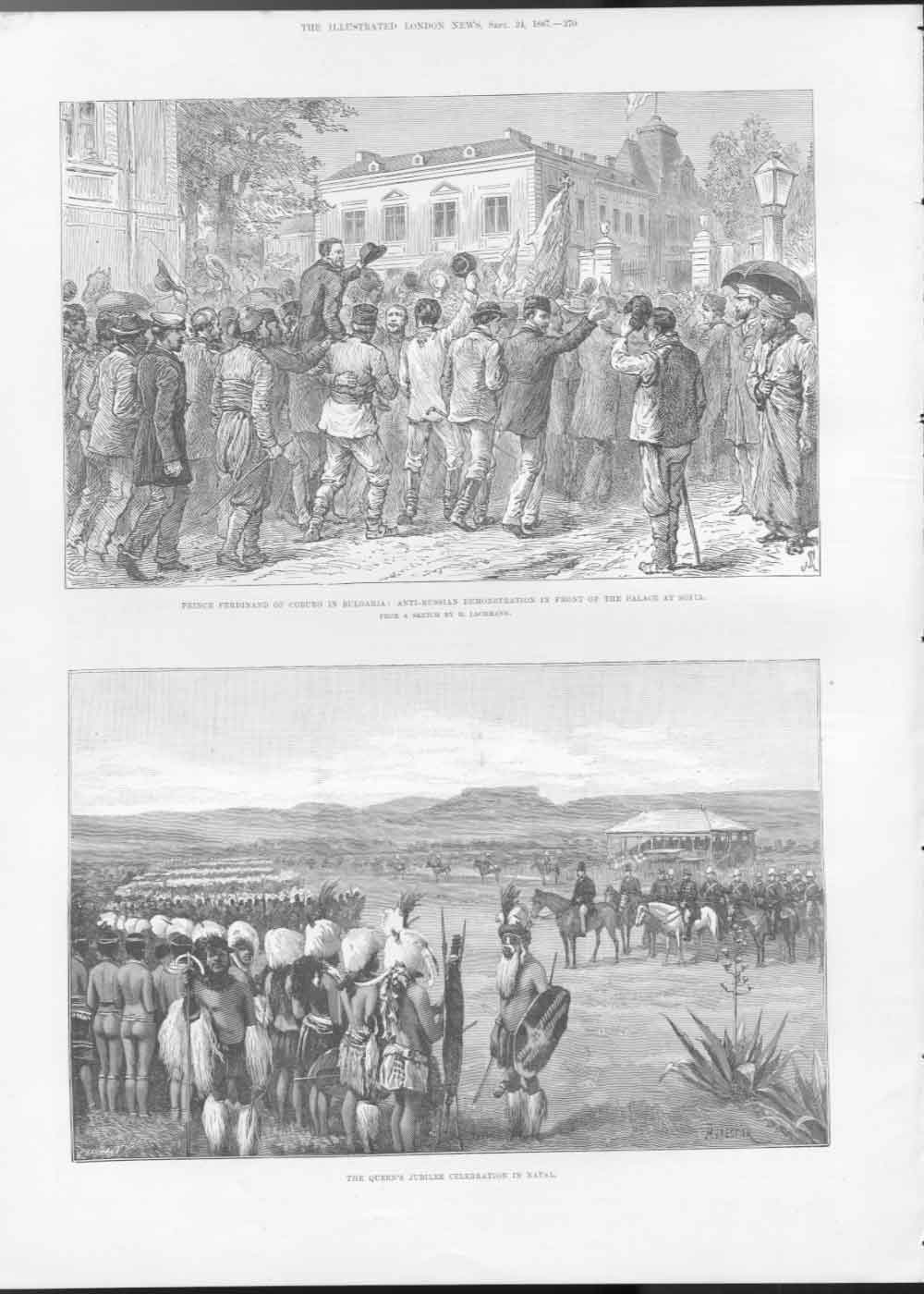 Original Old Antique Print Queens Jubilee Celebrations Natal 1887 A Victorian