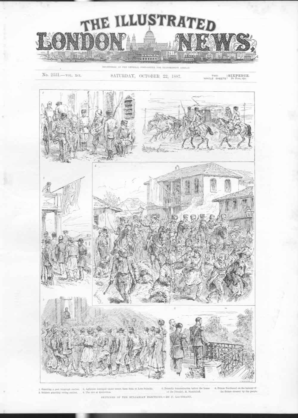 Original Old Antique Print The Bulgarian Elections 1887 A 19th Century