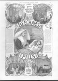 Original Old Antique Print Advert Beecham Pills In Convent Hospital 1887 19th