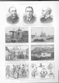 Original Old Antique Print Pretoria Tasmania Christmas Dinner Suez Canal 1877