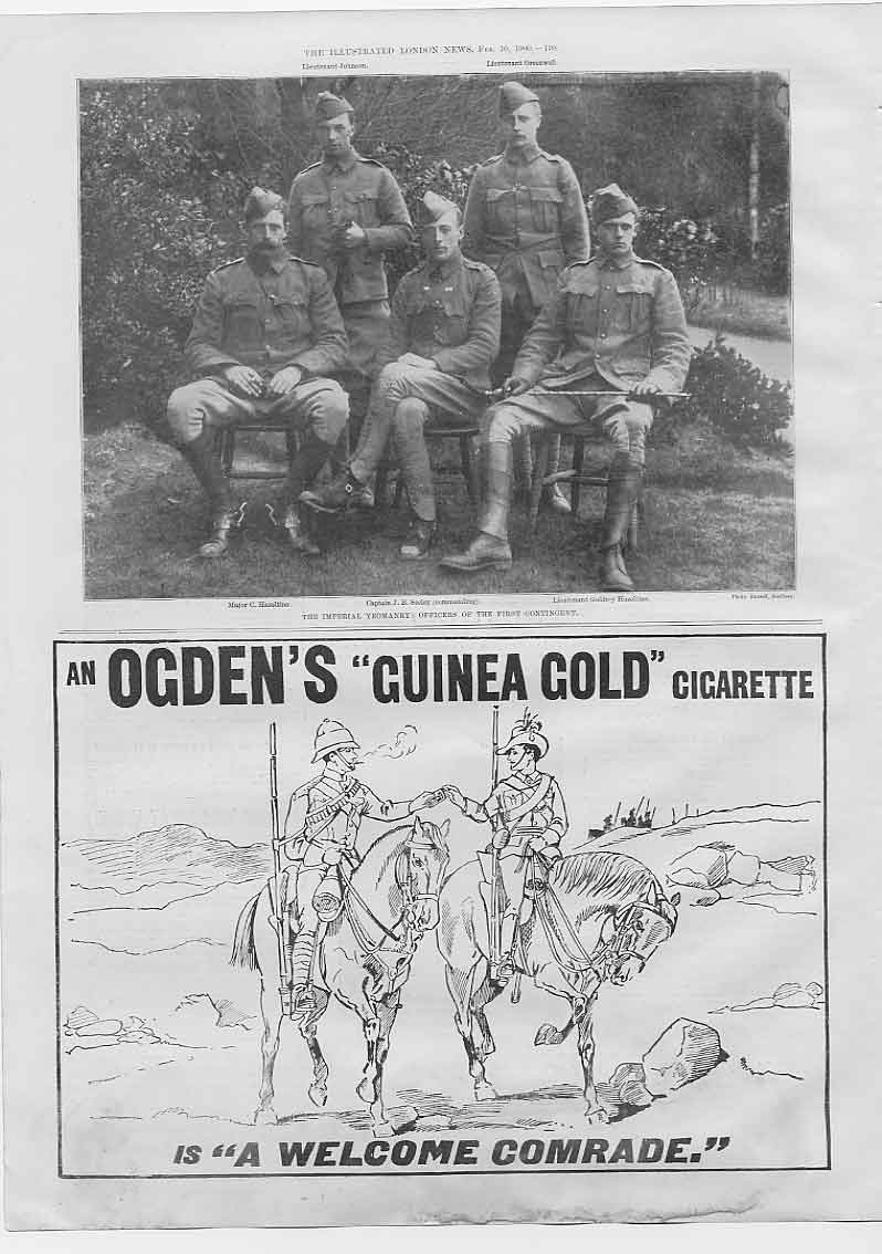 Original Old Antique Print Imperial Yeoman Officers 1900 & Ad Ogdens Cigarette