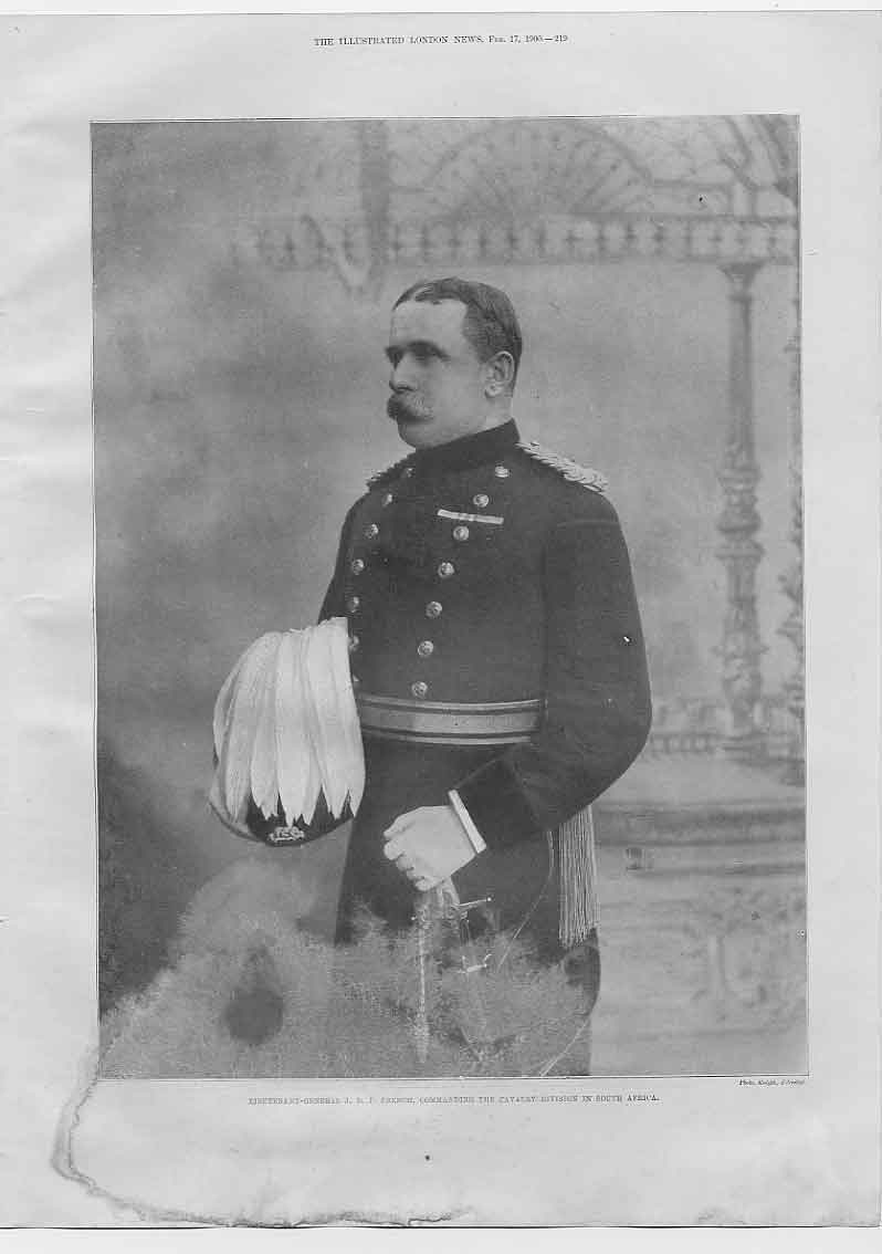 Original Old Antique Print Gen French Commander Cavalry S Africa 20th Century