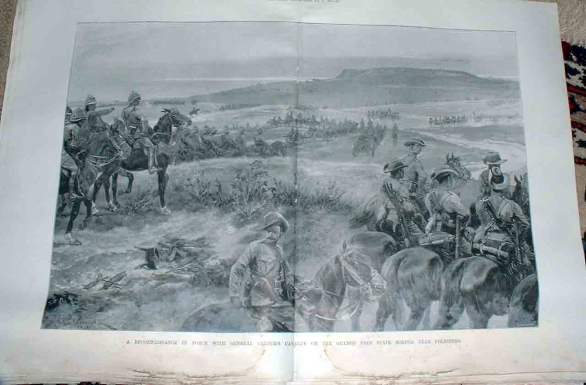 Old Antique Print 1900 Boer War Orange Free State Border Near Colesberg 20th