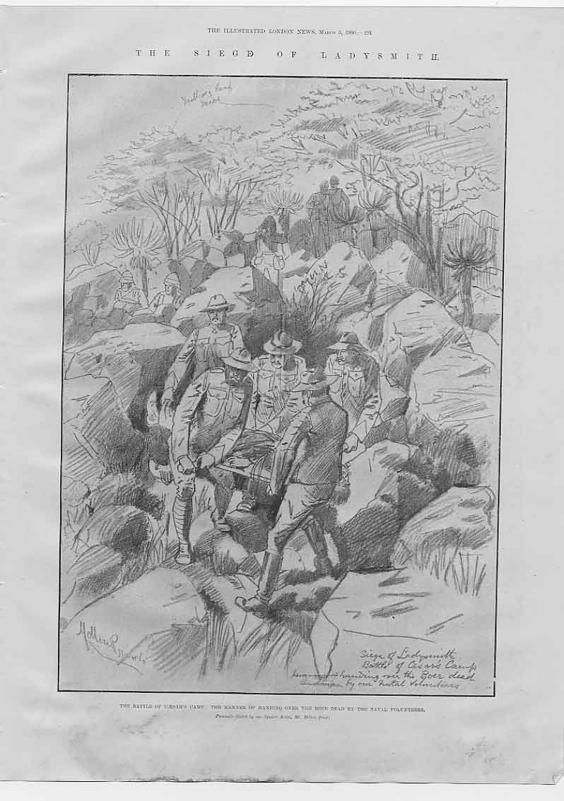 Old Antique Print Siege Ladysmith Handing Over Boer Dead By Natal Volunte