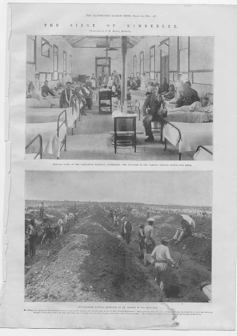 Original Old Antique Print Siege 0F Kimberly Boer War S Africa 1900 Victorian