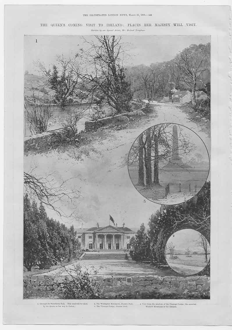 Original Old Antique Print Scenes Dublin Ireland That Queen Will See