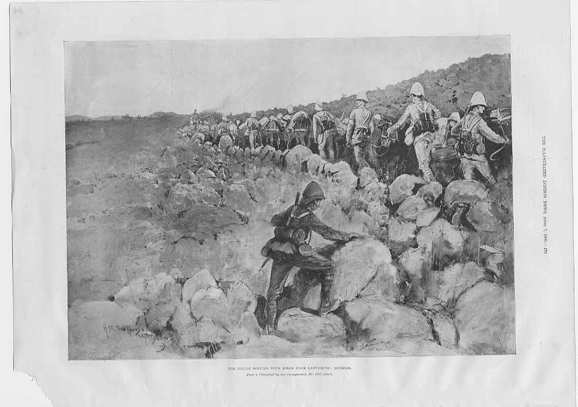 Original Old Antique Print ReliefMiles From Ladysmith Boer War