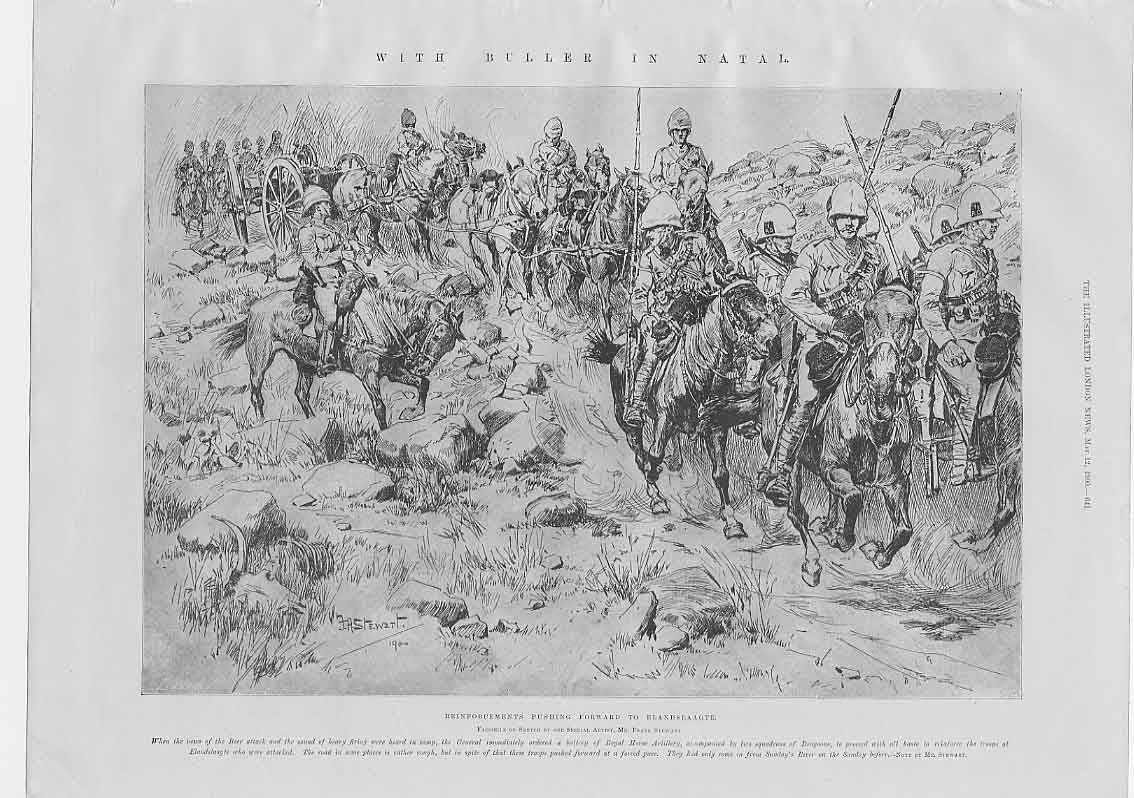 Original Old Antique Print Wih Buller In Natal 1900 Boer War 20th