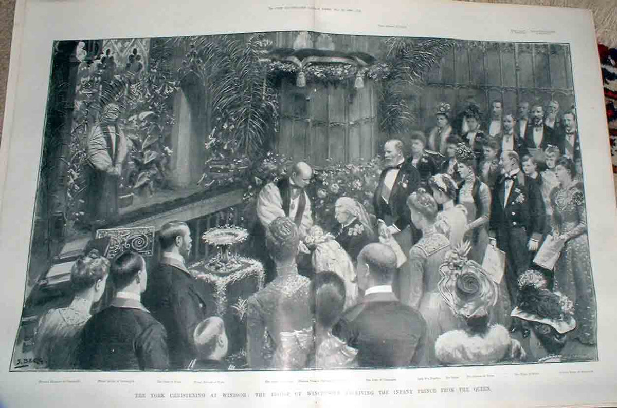 Original Old Antique Print The York Christening At Windsor 1900 20th