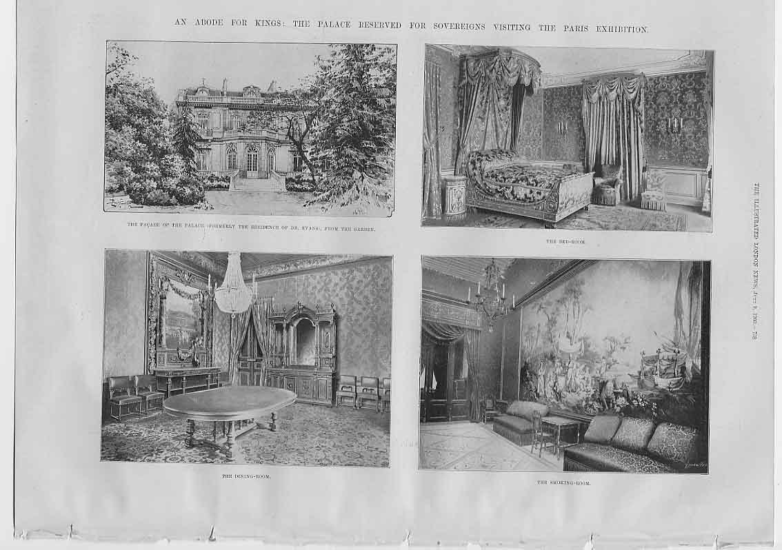 Original Old Antique Print An Abode For Kings At Paris Exhibition