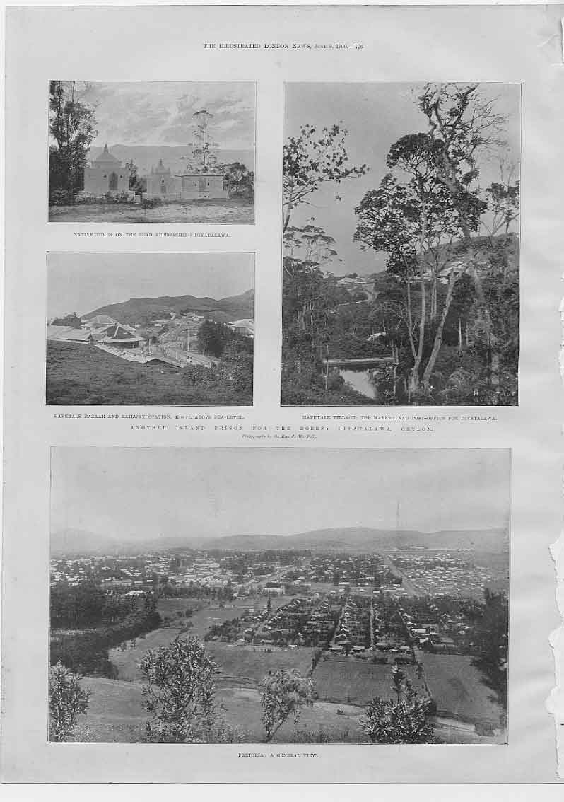 Original Old Antique Print Island Prison For Boers Generalview Pretoria 1900