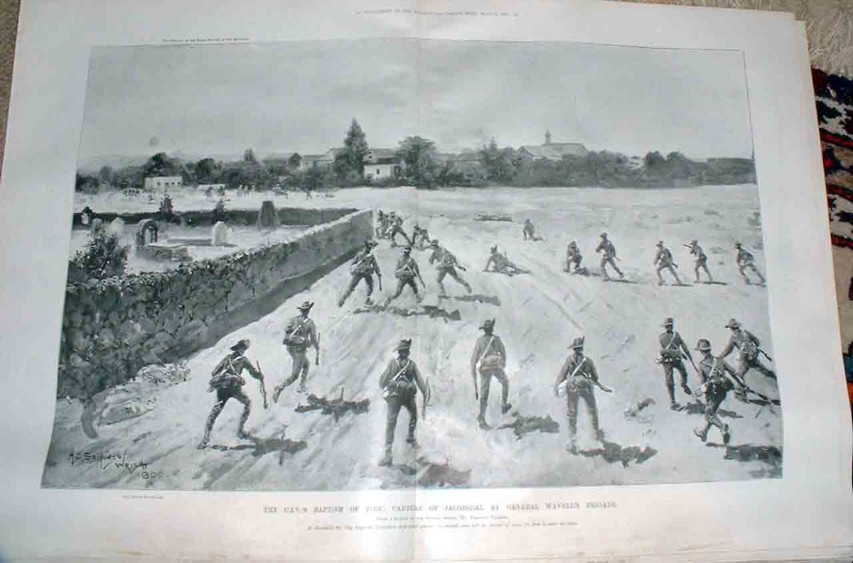 Original Old Antique Print Capture Ofjacobsdal By Wavells Brigade 1900 Boer War