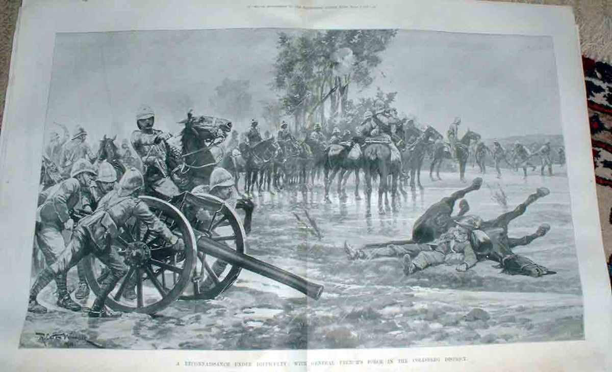 Original Old Antique Print Reconnaissance In Difficulty Colesburg 1900 Boer War