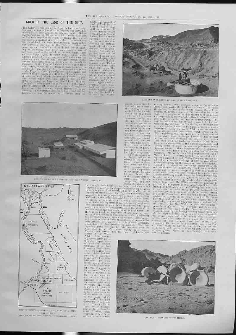 Original Old Antique Print GIn Land The Nile 1903 Egypt 20th Century